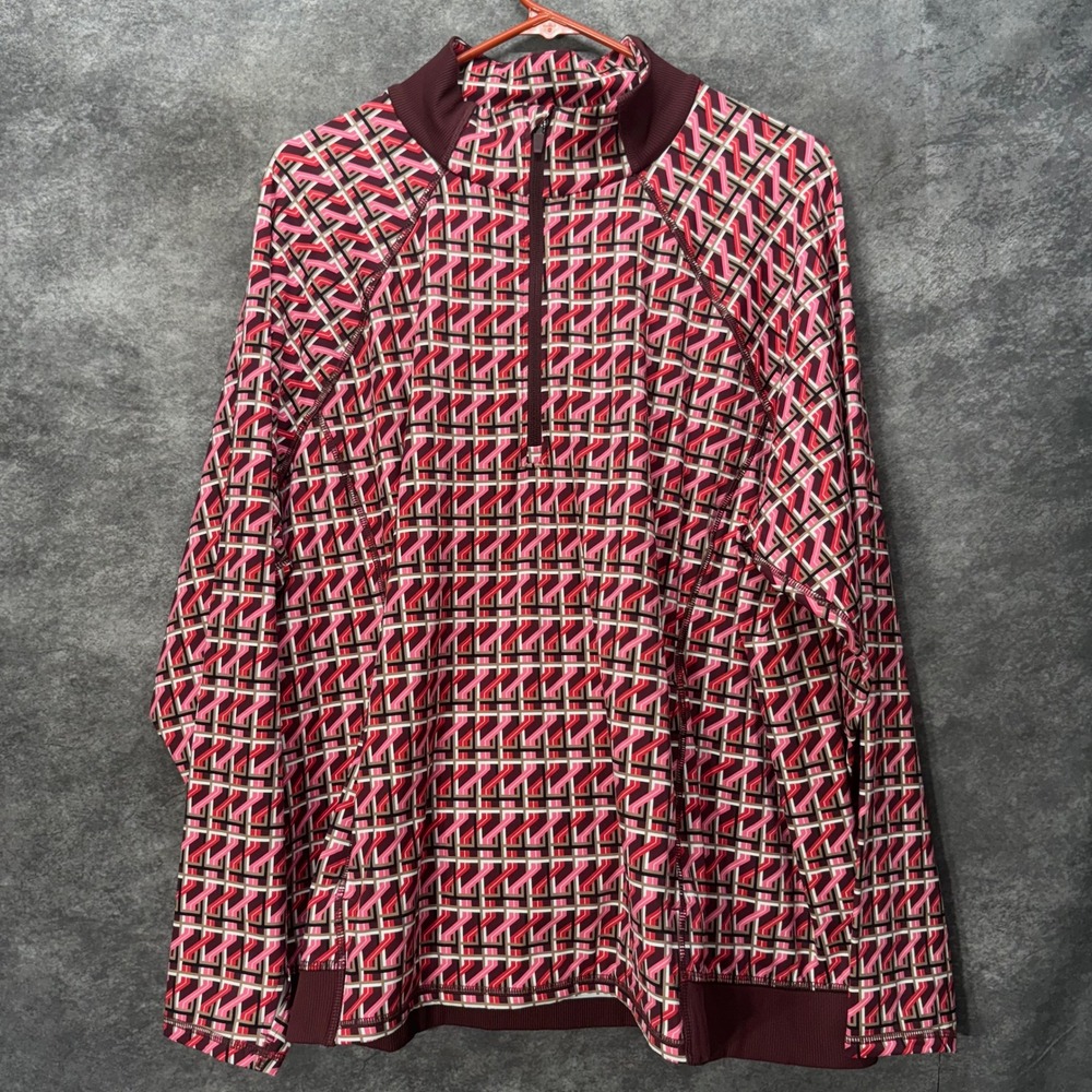 Talbots Performance Interlock Half-Zip Pullover Plus Size 3XP Layered Lines